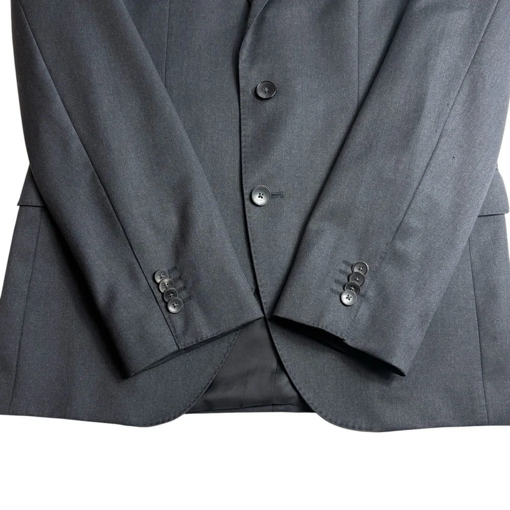 HUGO BOSS Super 100 Reda Virgin Wool Blazer Jacket 38 Regular Dark Charcoal